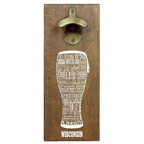 Wisconsin Craft Beer Typography Cap Catching Magnetic Bottle Opener - Picture 1 of 3